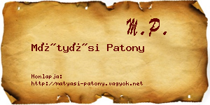 Mátyási Patony névjegykártya
